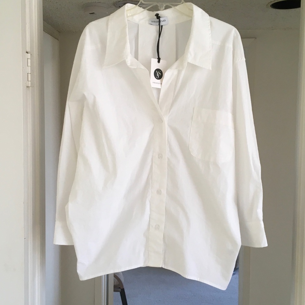 YOUR STYLIST SAYS/OFF WHITE- RELAXED BOYFRIEND SHIRT/NWT